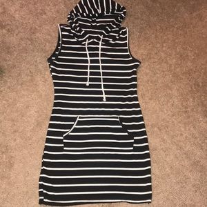 Striped Hoodie Dress - Small